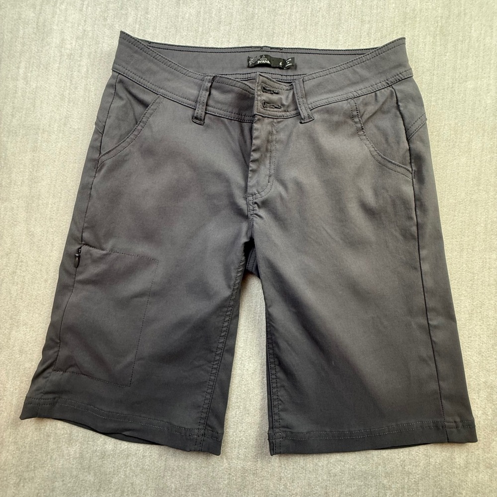 Prana Halle Shorts Womens 4 Charcoal Gray Hiking Outdoor Stretch Nylon Cargo 9"